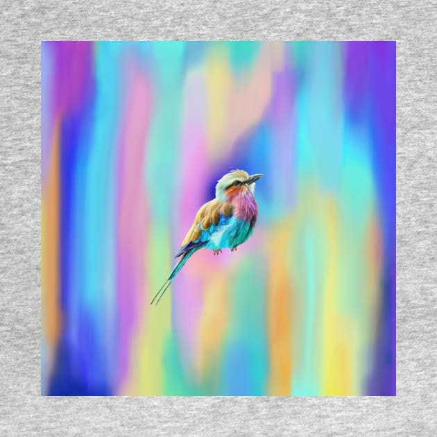 Lilac Breasted Roller Pastel Watercolor by Art by Deborah Camp